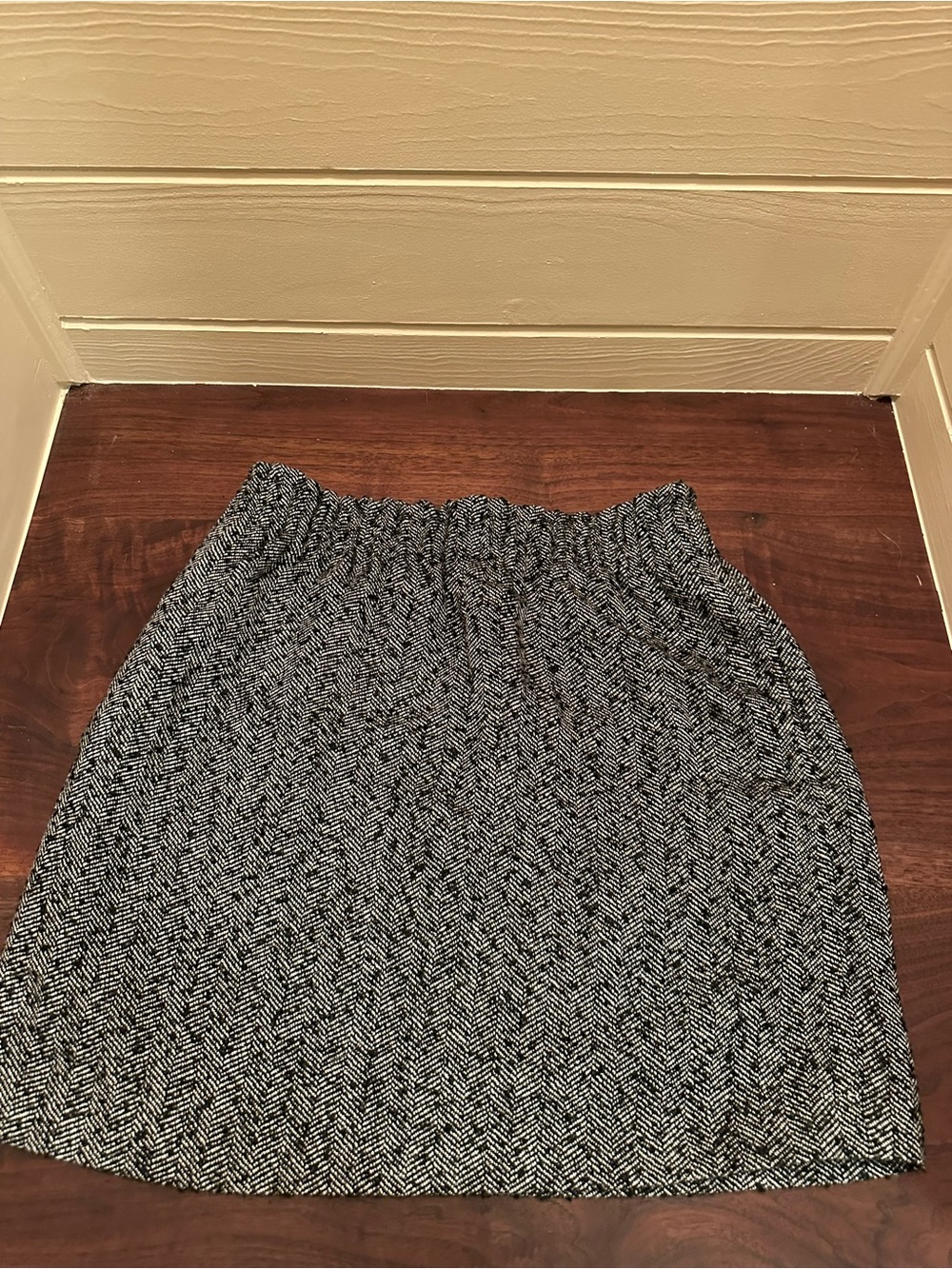 J. Crew Black & White Herringbone Mini Skirt